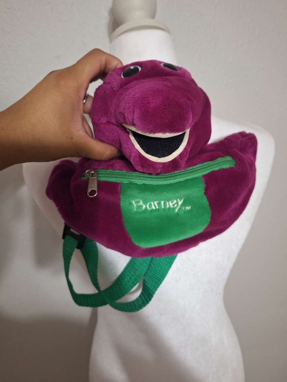 Barney Plush Kids Fanny Pack in Purple and Green - Vintage 90s